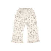 Búho Kinderhose aus Micro-Cord in Ivory mit herbstlichem Print, Rüschensaum und elastischem Bund
