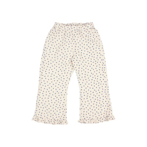 Búho Kinderhose aus Micro-Cord in Ivory mit herbstlichem Print, Rüschensaum und elastischem Bund