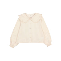 Búho Kinderbluse aus Lurex in Ivory mit Knöpfen und Rundhals