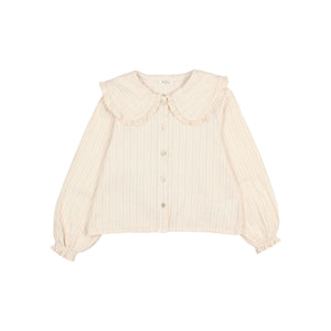 Búho Kinderbluse aus Lurex in Ivory mit Knöpfen und Rundhals