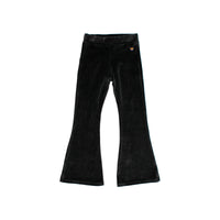 Búho Flared Velvet Leggings in Anthrazit mit Blumenstickerei