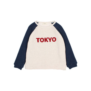 Búho Waffelstrick-Sweatshirt mit Tokyo-Stickerei und Raglanärmeln