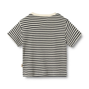 Wheat 2 Rib T-Shirt "Fabian" Navy Stripe