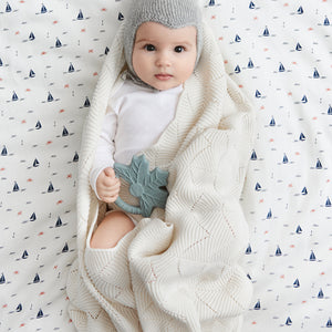 Cam Cam Couverture en tricot coquille Saint-Jacques | Natural
