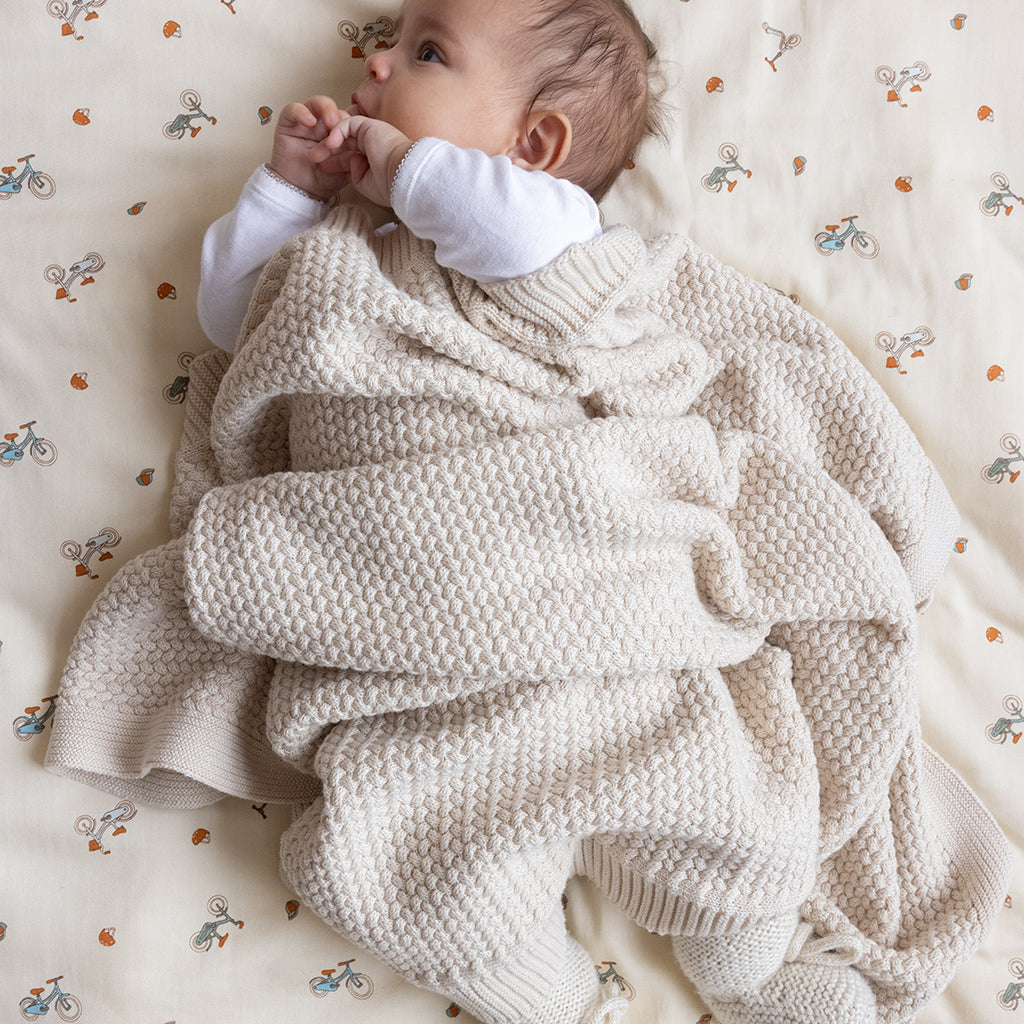 Cam Cam Harper Strick Babydecke | Off White