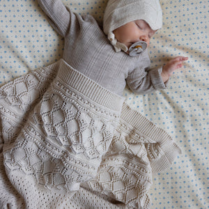 Cam Cam Pointelle Strick Babydecke | Off White