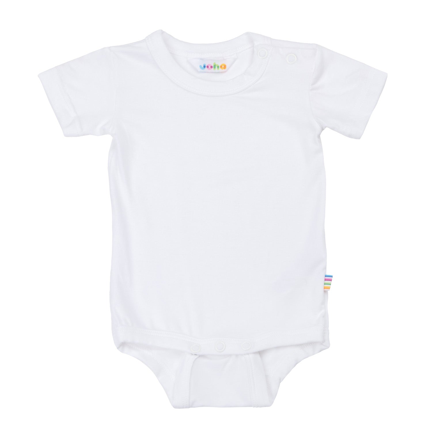 Joha Kurzarm-Babybody aus Bio-Bambus in Weiss – weicher, atmungsaktiver Body für Babys mit sensibler Haut.