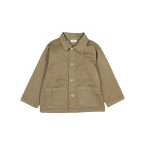 Búho Twill Jacke in Kaki mit Hemdkragen, Knopfleiste und Außentaschen – stilvoll und funktional im Safari-Look.