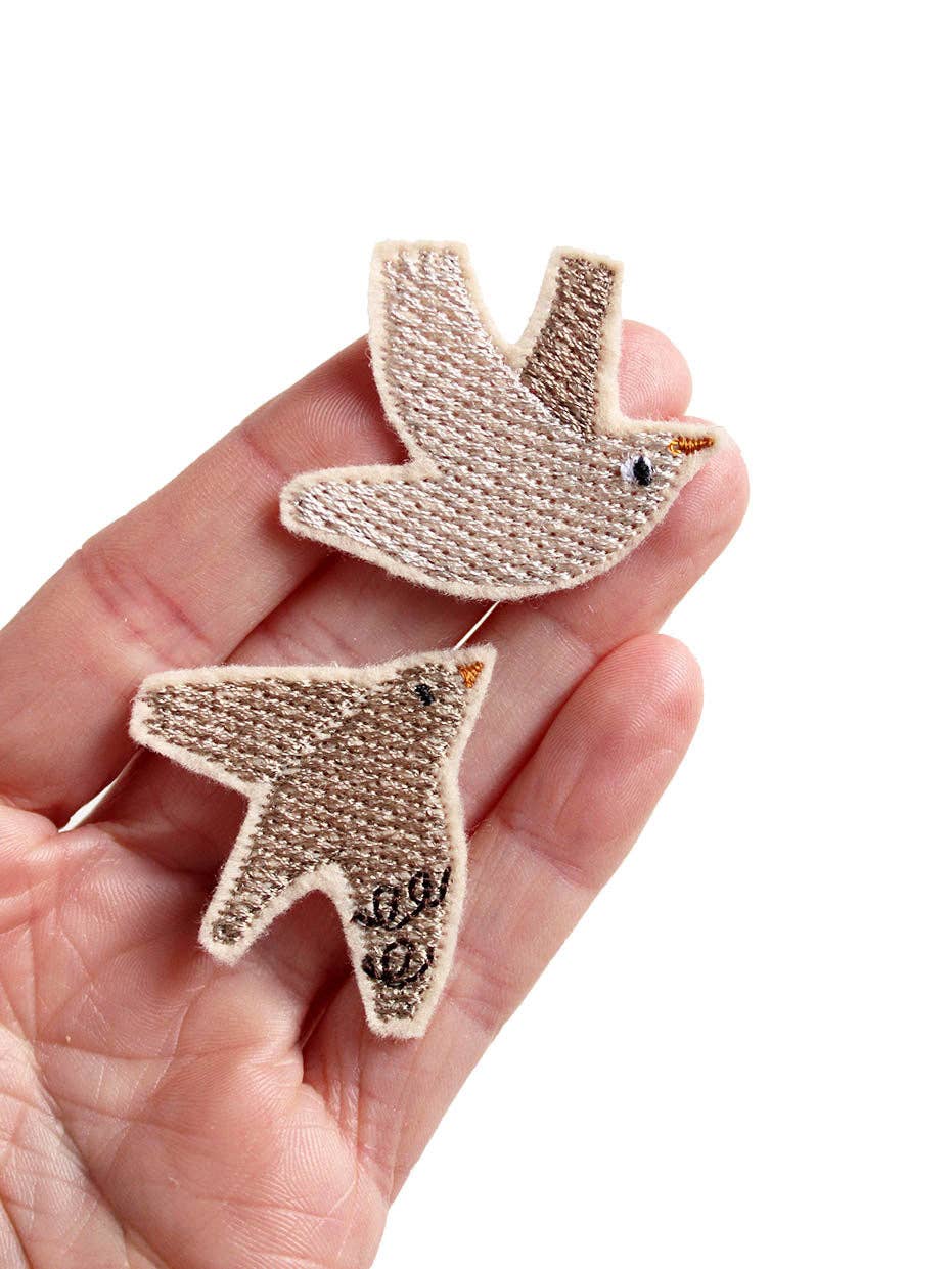 Halfbird Aufnäher SET "beiger Vogel" | Bügelflicken