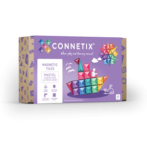 Connetix Magnetbausteine „Pastel Starter Pack“ – 64-teiliges Set mit transparenten Magnetplatten in sanften Pastellfarben, ideal für kreatives Bauen und Lernen.