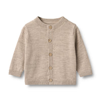 Wheat Strickjacke "Nico" für Kinder in der Farbe Warm Sand Melange – weiche Strickjacke mit Knöpfen, aus Bio-Baumwolle und Wolle