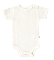 Joha Kurzarm-Babybody aus Wolle-Seide in Off White – weicher, temperaturregulierender Body für sensible Babyhaut.
