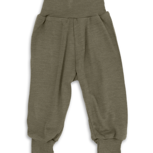 „Engel Natur Baby Wollfleece Hose in Olive – weiche Babyhose aus Merinowolle mit elastischem Bund, GOTS-zertifiziert & nachhaltig produziert in Deutschland“