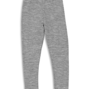 „Engel Leggings aus Merinowolle und Seide in Hellgrau Melange – weiche Kinderleggings, temperaturregulierend, GOTS-zertifiziert, nachhaltig produziert in Deutschland“