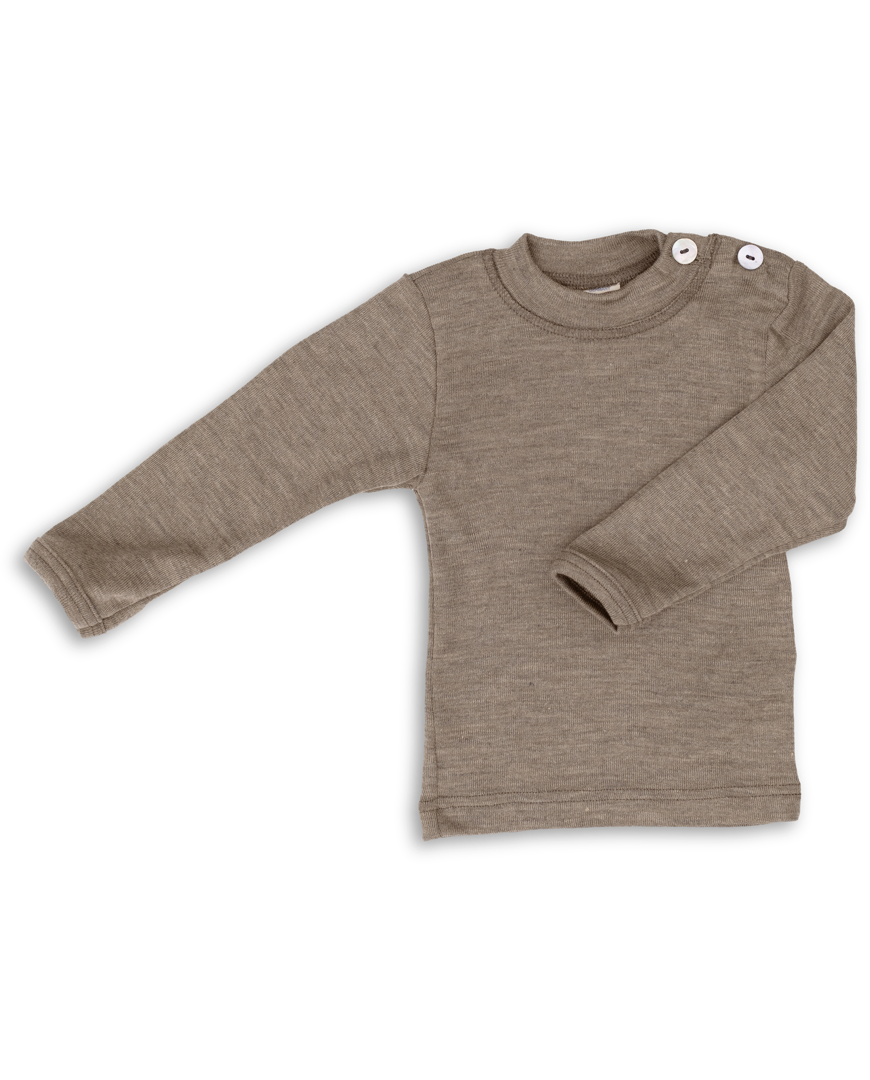 Engel Langarm Shirt Merinowolle-Seide |  Walnuss