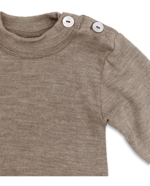 Engel Baby-Shirt, Wolle-Seide langarm, in Walnuss – Detailansicht 2