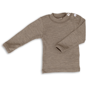 Engel Baby-Shirt, Wolle-Seide langarm, in Walnuss