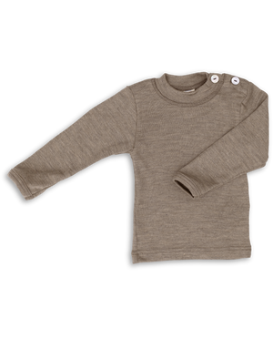 Engel Baby-Shirt, Wolle-Seide langarm, in Walnuss