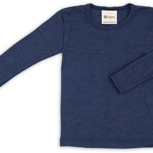 Engel Kinder-Shirt, langarm, Wolle-Seide in Marine
