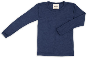 Engel Kinder-Shirt, langarm, Wolle-Seide in Marine