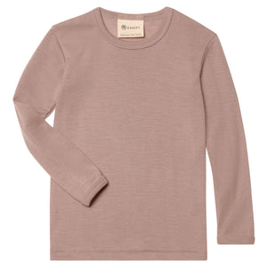 Engel Kinder-Shirt, langarm, Wolle-Seide in Dustyrose