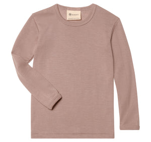 Engel Kinder-Shirt, langarm, Wolle-Seide in Dustyrose