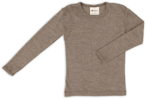 Engel Kinder-Shirt, langarm, Wolle-Seide in Walnuss