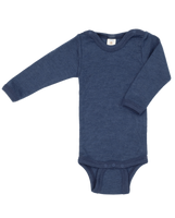 Engel Baby Body Wolle-Seide in Marine – Langarmbody mit Druckknöpfen aus Bio-Merinowolle und Seide