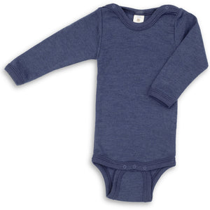 Engel Baby-Body, langarm, Wolle-Seide in Marine
