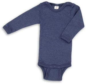 Engel Baby-Body, langarm, Wolle-Seide in Marine