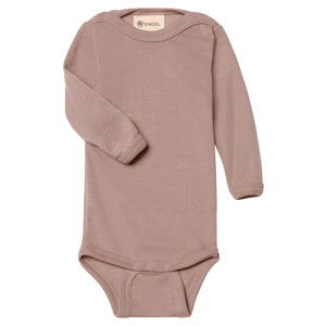 Engel Baby-Body, langarm, Wolle-Seide in Dustyrose