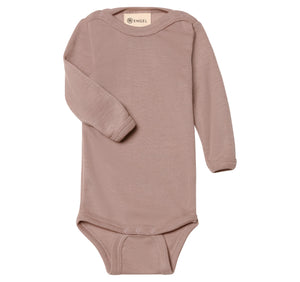 Engel Baby-Body, langarm, Wolle-Seide in Dustyrose