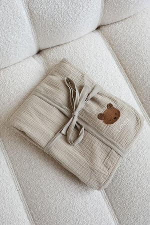 Donsje Decke "Ploekie Muslin Blanket XL" | Bear | Taupe