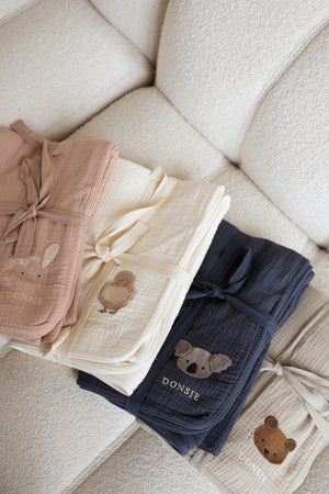 Donsje Decke "Ploekie Muslin Blanket XL" | Bear | Taupe