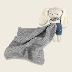 Ava & Yves Kuscheltuch Hase Blau Grau aus Bio Baumwolle