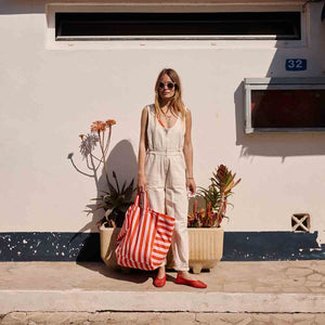 Rose in April Elisa sac | Tomate/rayures rose bonbon
