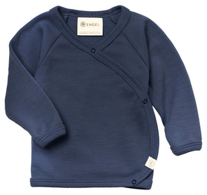 Engel Baby-Wickelshirt, Wolle-Seide in Marine