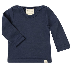 Engel Baby-Shirt, Wolle-Seide langarm, mit Druckknöpfen, in Marine