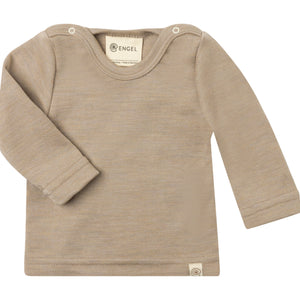 Engel Baby-Shirt, Wolle-Seide langarm, mit Druckknöpfen, in Sand