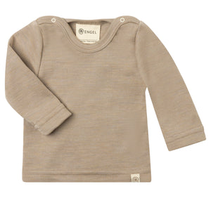 Engel Baby-Shirt, Wolle-Seide langarm, mit Druckknöpfen, in Sand
