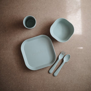 Mushie Geschirrset “Square“ | Sage