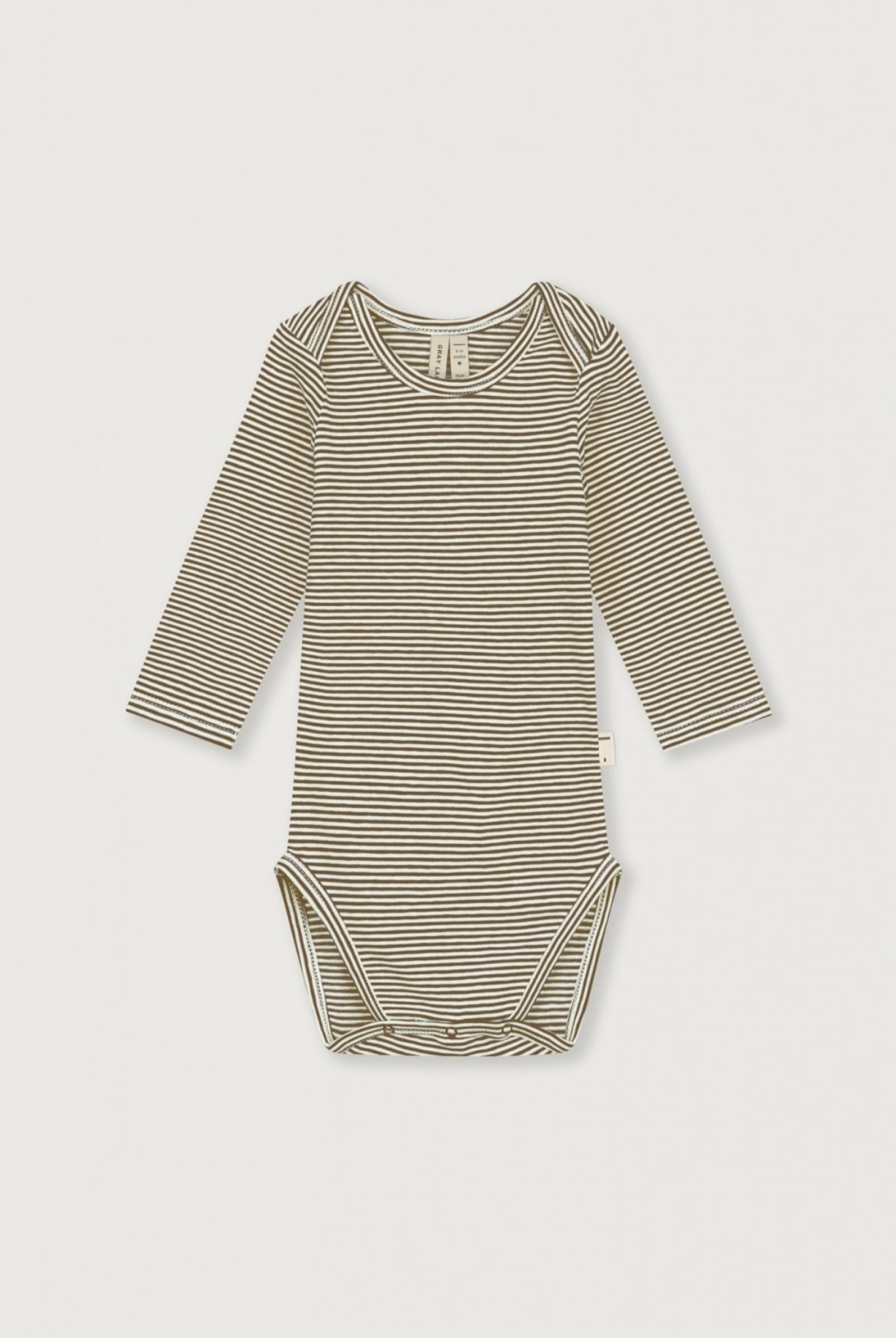 „Gray Label LS Body – Langarmbody für Babys in Nearly Woody/Cream aus Bio-Baumwolle.