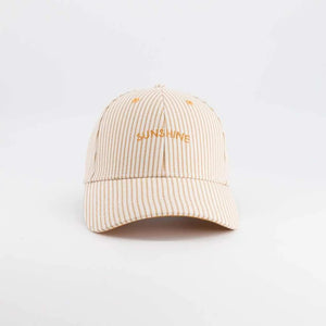 Chamaye Cap "Sunshine" für Kinder – creme-ocre gestreift mit gebogenem Schirm
