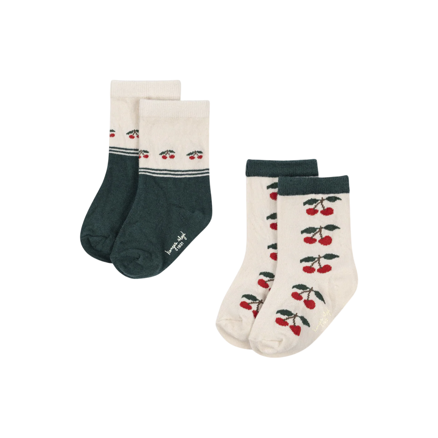 Konges Sløjd Socken "Jaquard" 2er Pack | Cherry Dunkelgrün