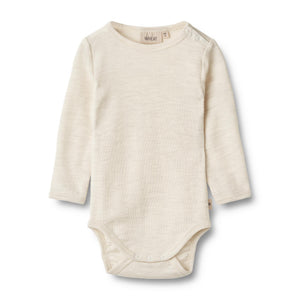Wheat Woll-Body Langarm Lucca in Eggshell Melange
