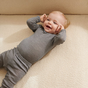 Wheat Woll-Body Langarm Lucca in Navy Stripe – Detailansicht 3