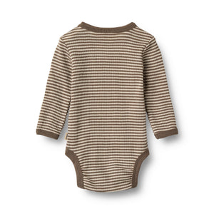 Wheat Woll-Body Langarm Lucca in Wood Stripe – Detailansicht 3
