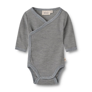 Wheat Woll-Wickelbody Langarm Willow in Navy Stripe