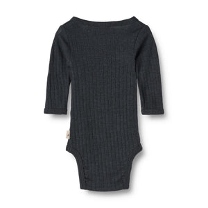 Wheat Woll-Seide-Wickelbody Langarm Willow in Navy – Detailansicht 3