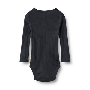Wheat Woll-Seide-Body Langarm Lucca in Navy – Detailansicht 3
